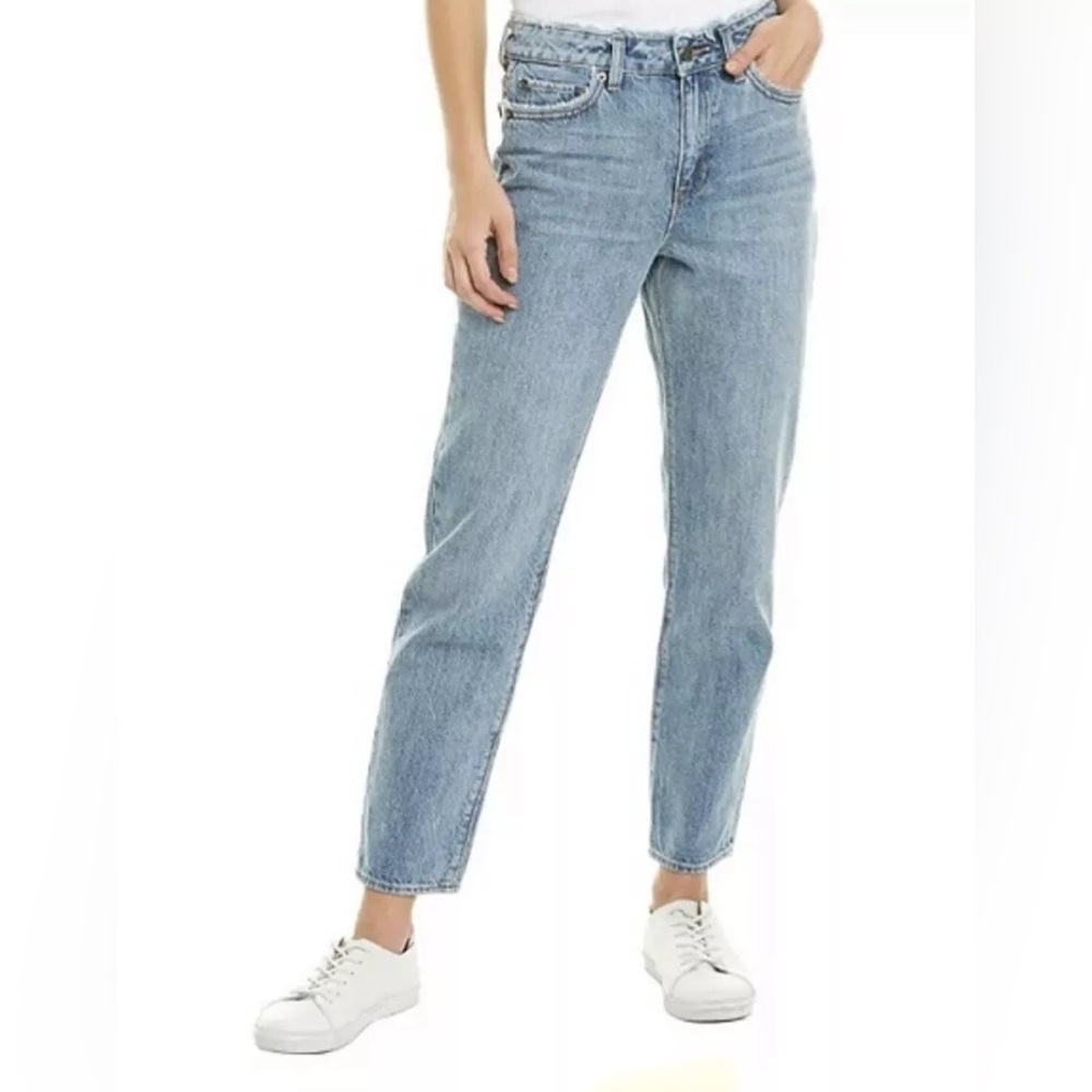 1. State Mom Jean High Waist 90’s Light Wash Tapered Distressed EUC Size 27